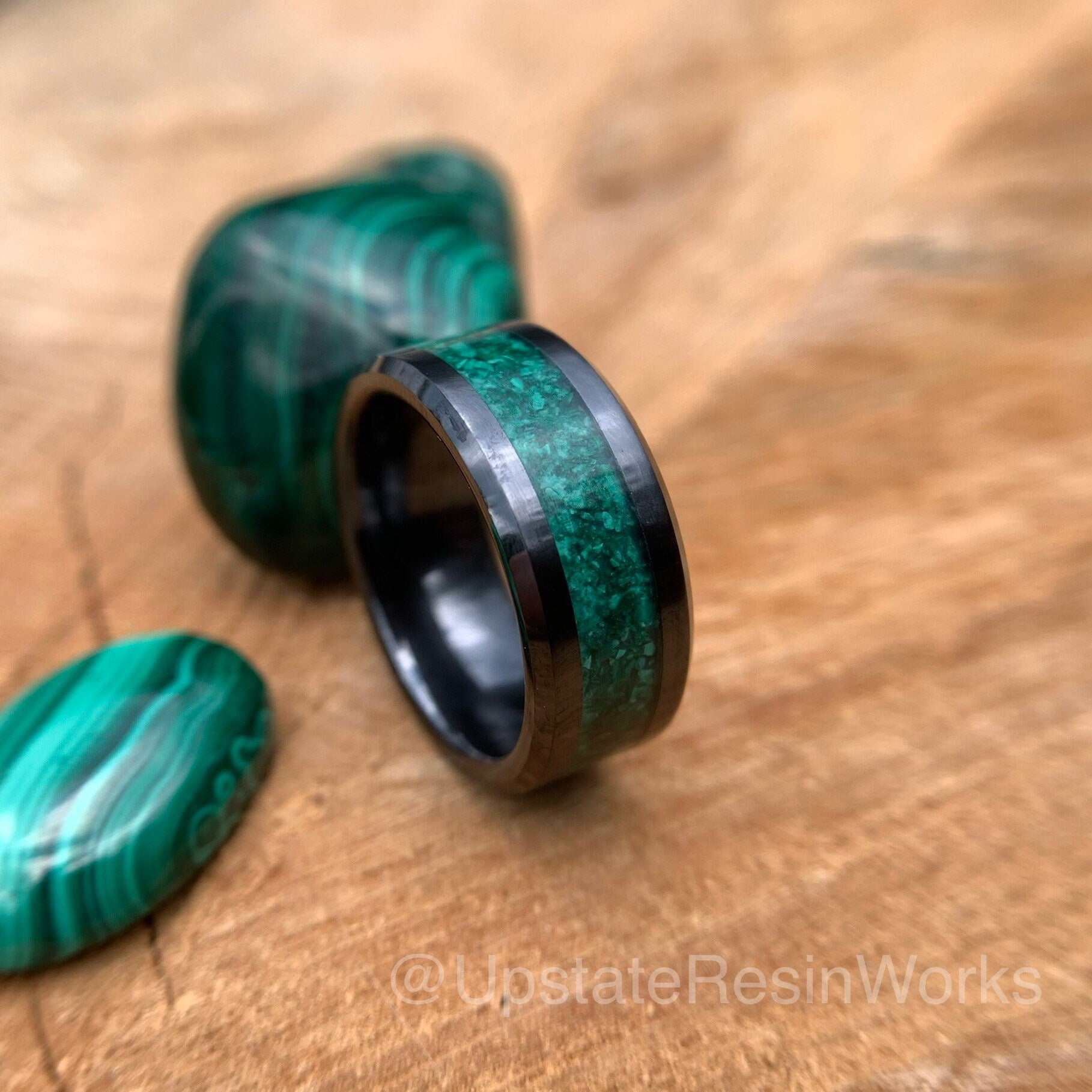 Real Malachite Band, Malachite ring, fine malachite band, gemstone