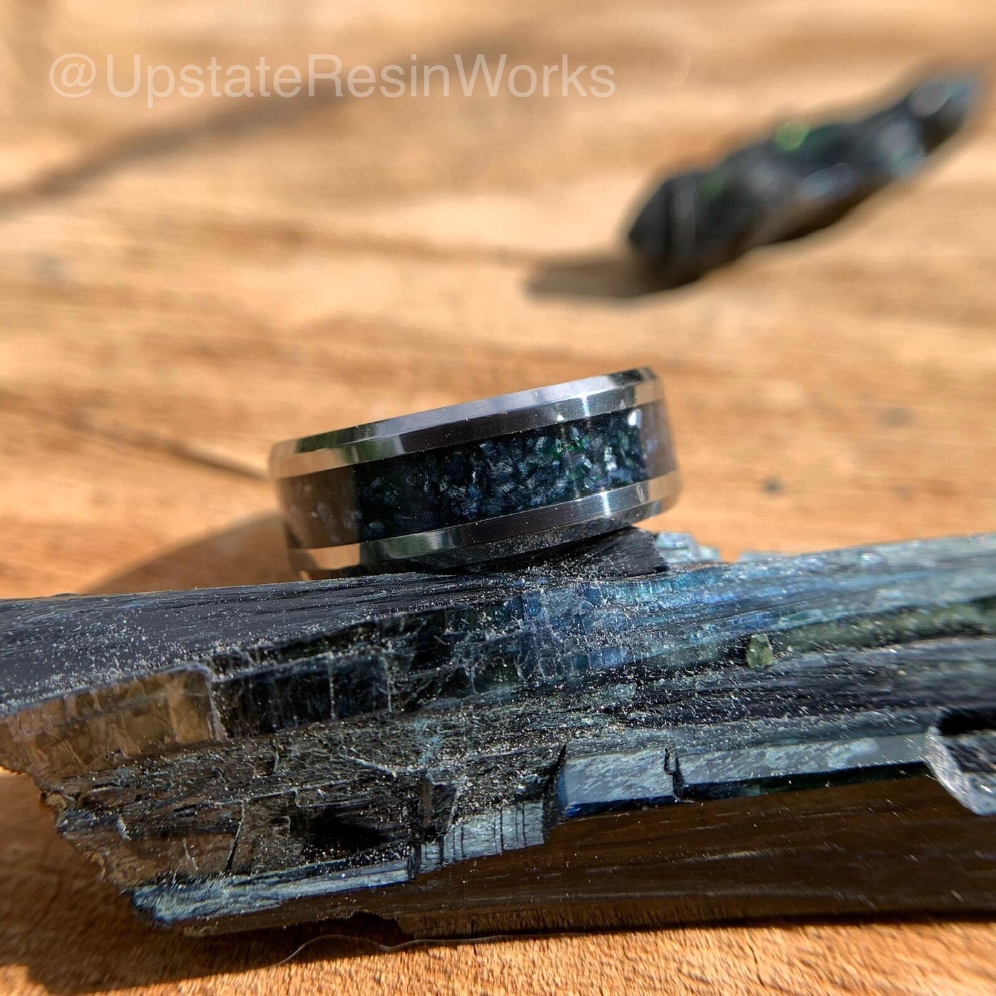 Genuine Vivianite Ring, Vivianite band, Whimsy Goth Ring, Whimsigoth Jewelry, Corpse Ring, crystal witchy ring, Womans or mens, Resin Ring