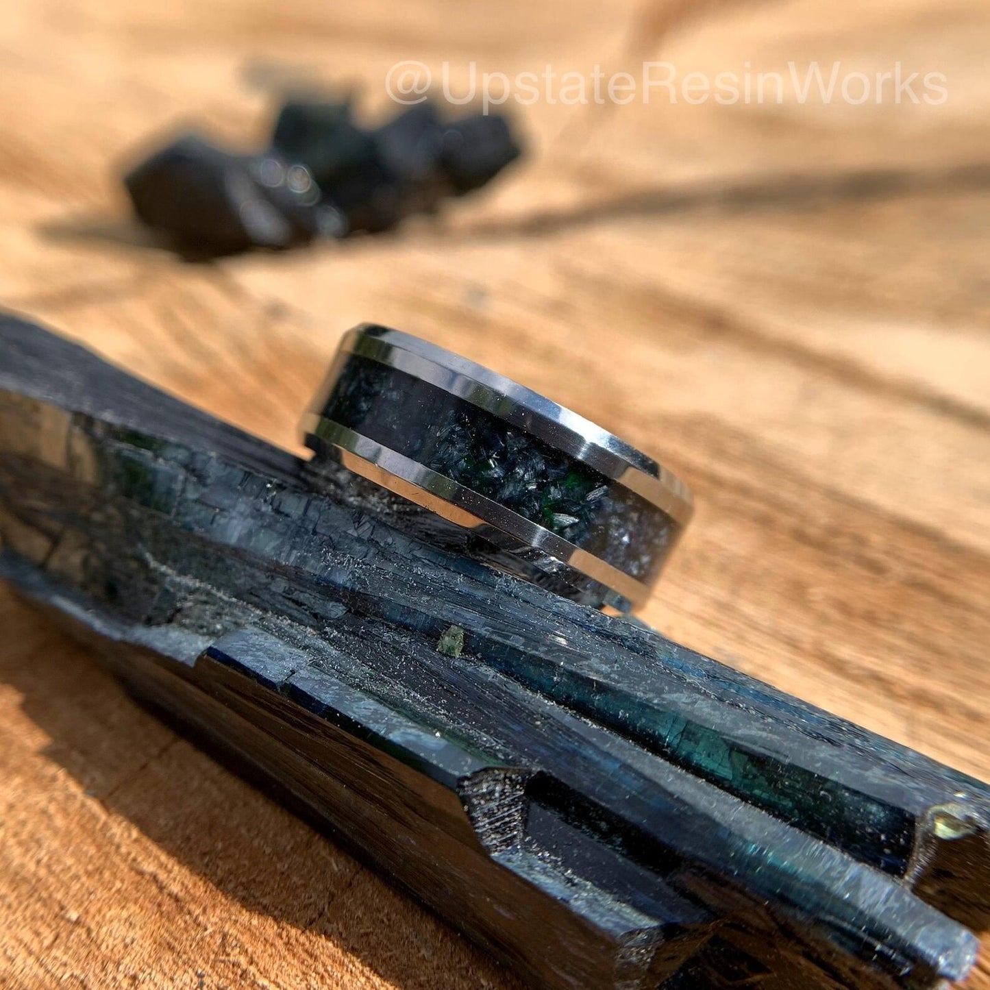 Genuine Vivianite Ring, Vivianite band, Whimsy Goth Ring, Whimsigoth Jewelry, Corpse Ring, crystal witchy ring, Womans or mens, Resin Ring