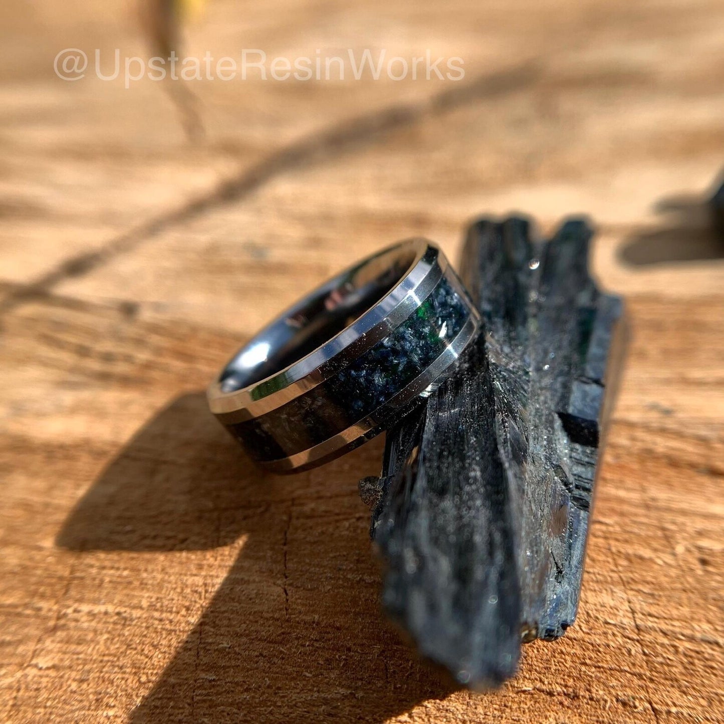 Genuine Vivianite Ring, Vivianite band, Whimsy Goth Ring, Whimsigoth Jewelry, Corpse Ring, crystal witchy ring, Womans or mens, Resin Ring
