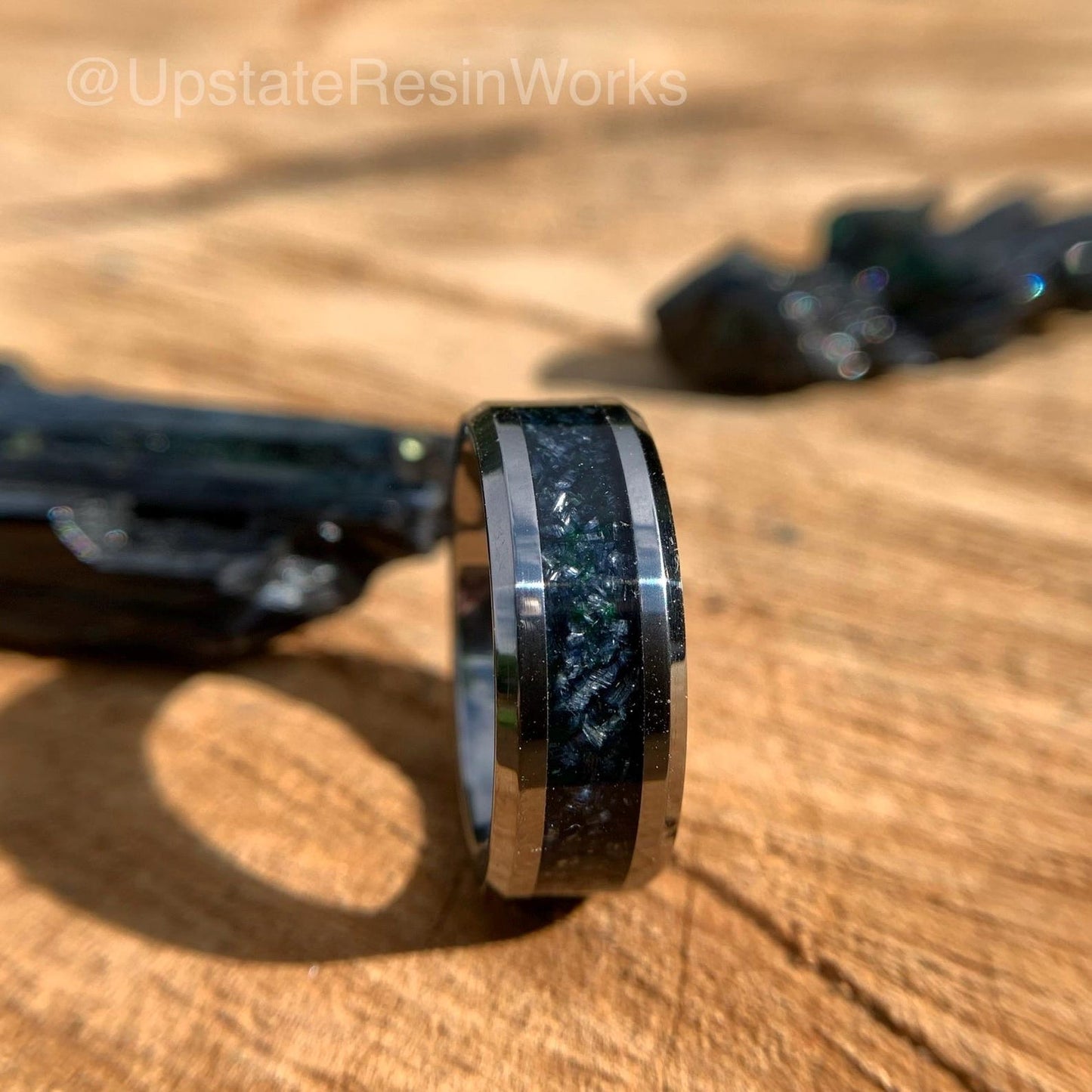 Genuine Vivianite Ring, Vivianite band, Whimsy Goth Ring, Whimsigoth Jewelry, Corpse Ring, crystal witchy ring, Womans or mens, Resin Ring