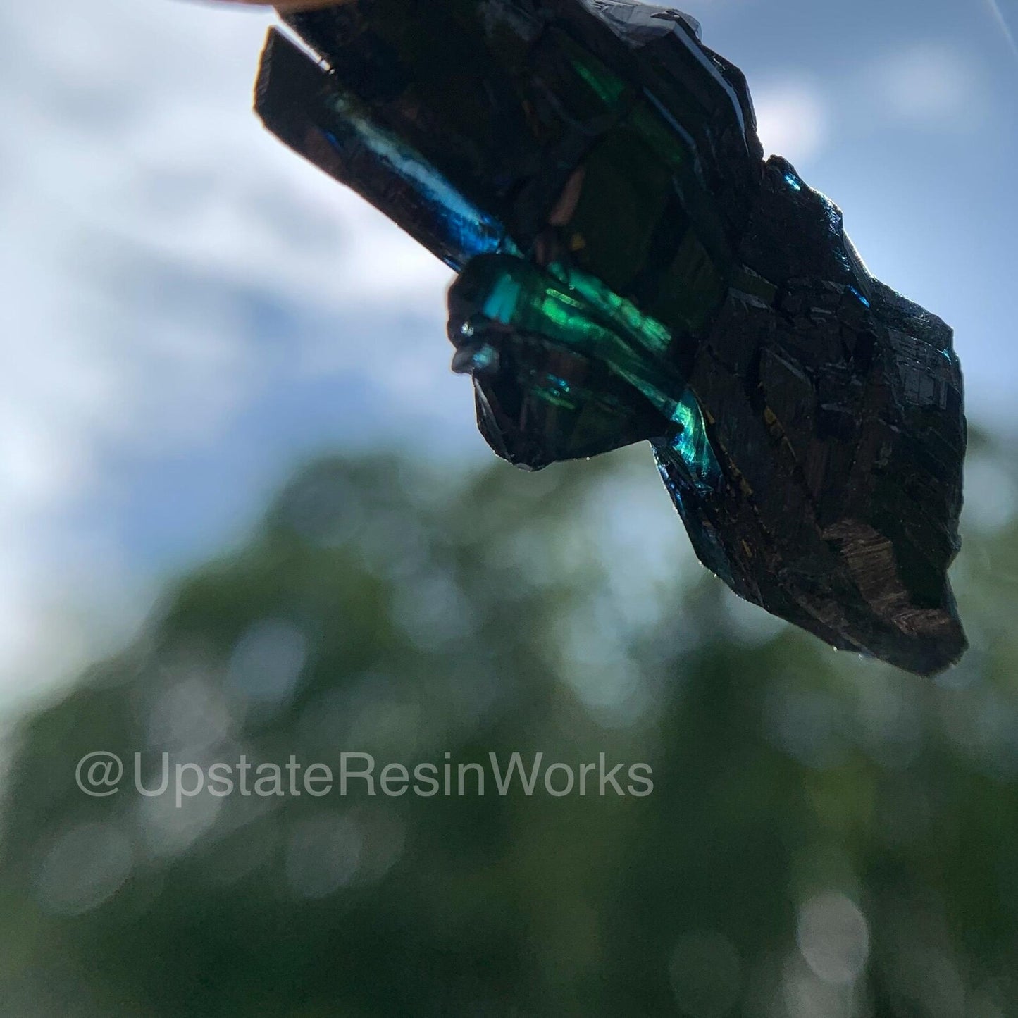 Genuine Vivianite Ring, Vivianite band, Whimsy Goth Ring, Whimsigoth Jewelry, Corpse Ring, crystal witchy ring, Womans or mens, Resin Ring