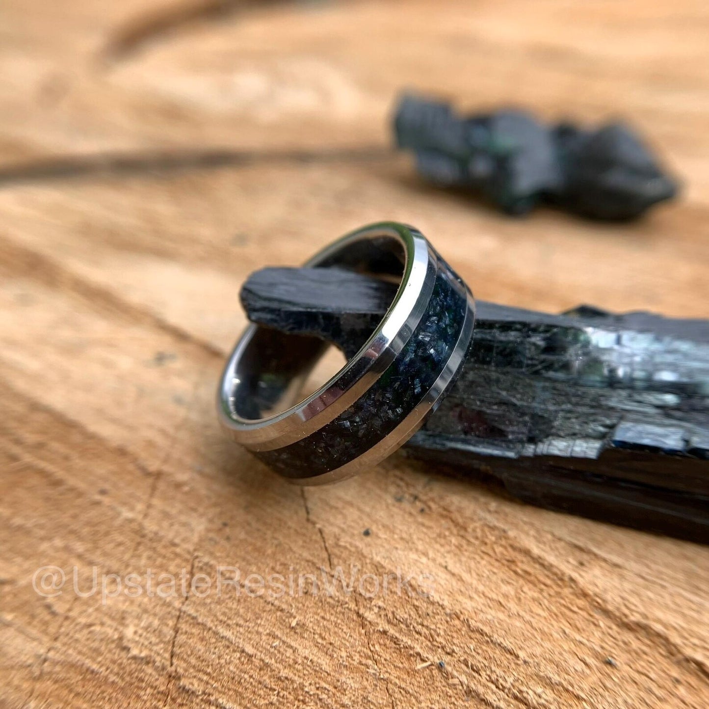 Genuine Vivianite Ring, Vivianite band, Whimsy Goth Ring, Whimsigoth Jewelry, Corpse Ring, crystal witchy ring, Womans or mens, Resin Ring