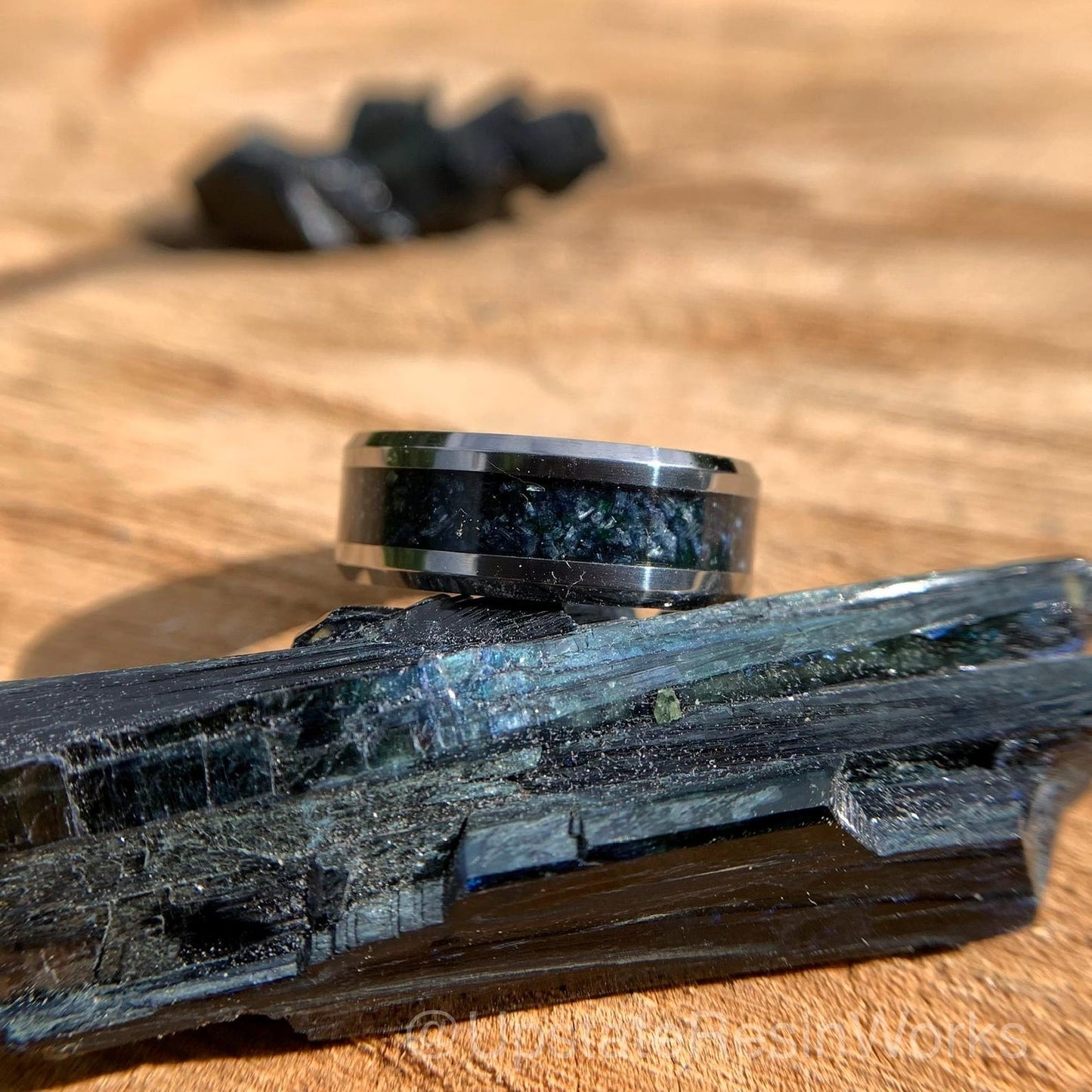 Genuine Vivianite Ring, Vivianite band, Whimsy Goth Ring, Whimsigoth Jewelry, Corpse Ring, crystal witchy ring, Womans or mens, Resin Ring