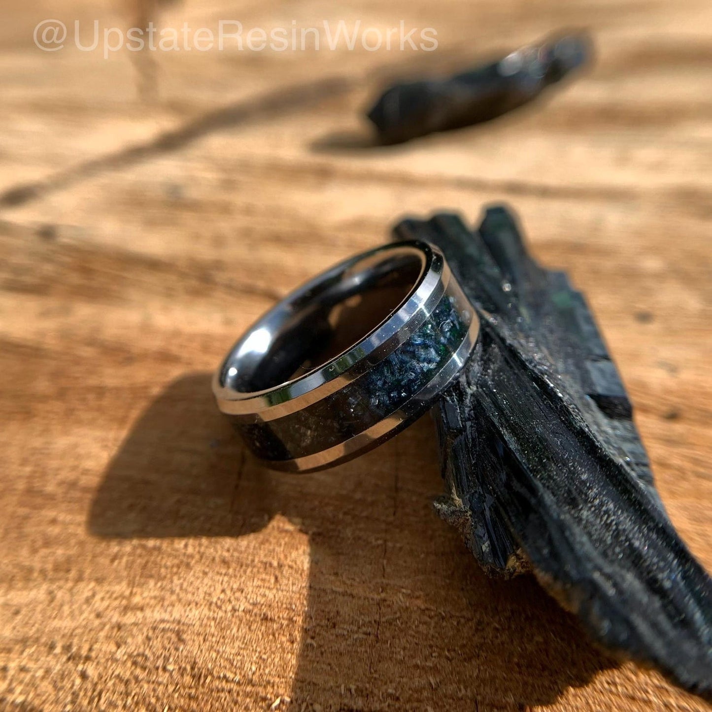 Genuine Vivianite Ring, Vivianite band, Whimsy Goth Ring, Whimsigoth Jewelry, Corpse Ring, crystal witchy ring, Womans or mens, Resin Ring