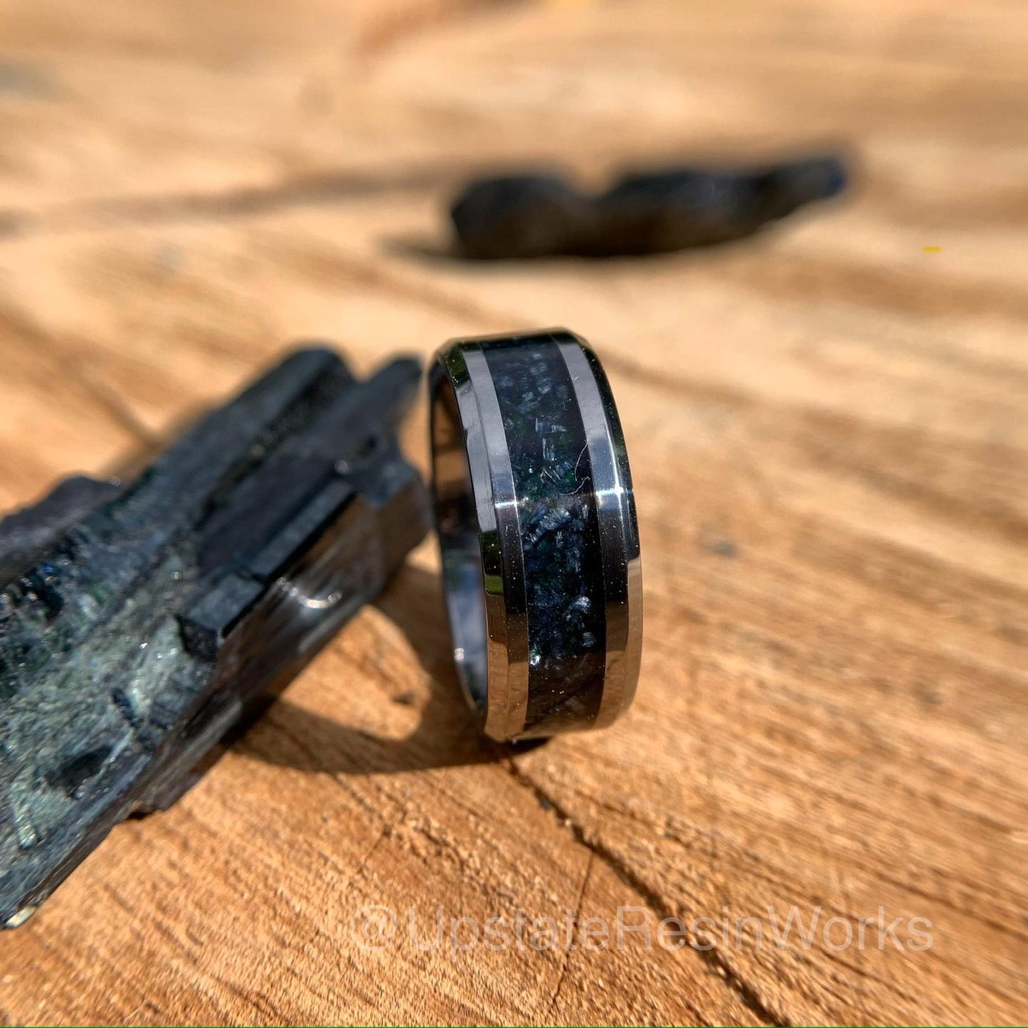 Genuine Vivianite Ring, Vivianite band, Whimsy Goth Ring, Whimsigoth Jewelry, Corpse Ring, crystal witchy ring, Womans or mens, Resin Ring