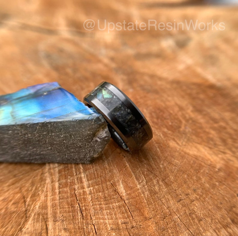 Real Labradorite Band, Labradorite Ring, Feldspar Band, gemstone rings, vow renewal, Crystals, wedding band, engagement band, promise band - Upstate Resin Works LLC