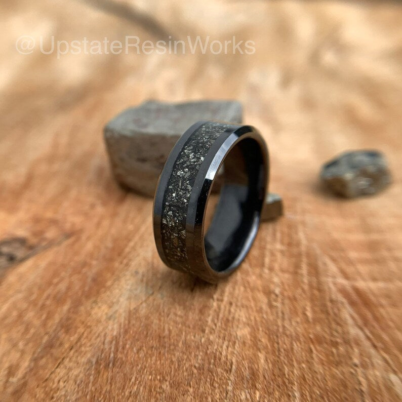 Real Pyrite band, Pyrite ring, Pyrite push gift, gemstone band, vow renewal, wedding band, engagement band, promise band, anniversary