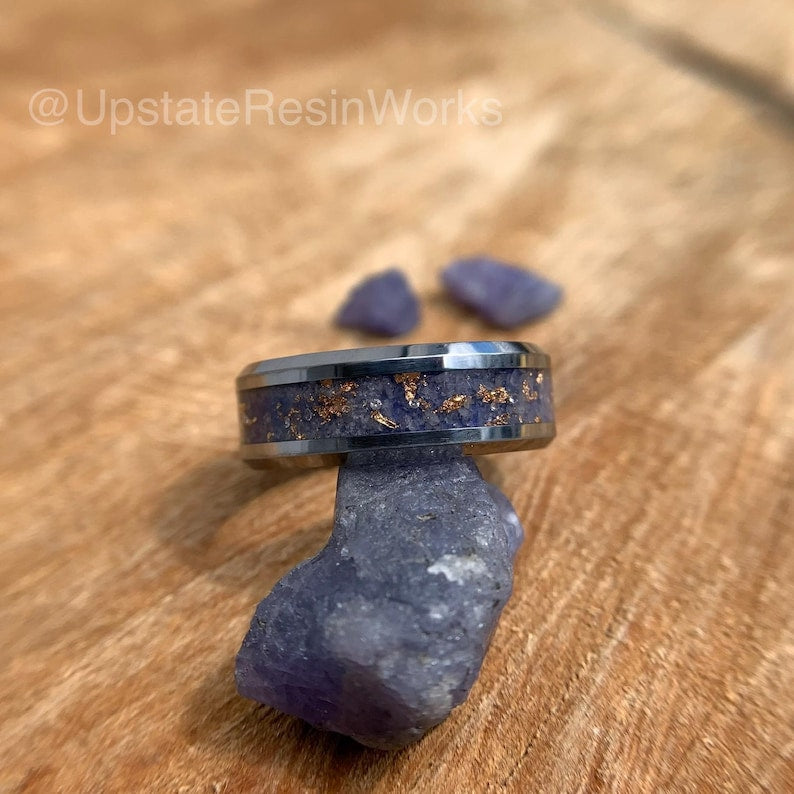 Real Tanzanite Band, Tanzanite Rose Gold and Diamond Band, Tanzanite ring, birthstone Band, wedding Band, engagement Band, promise Band