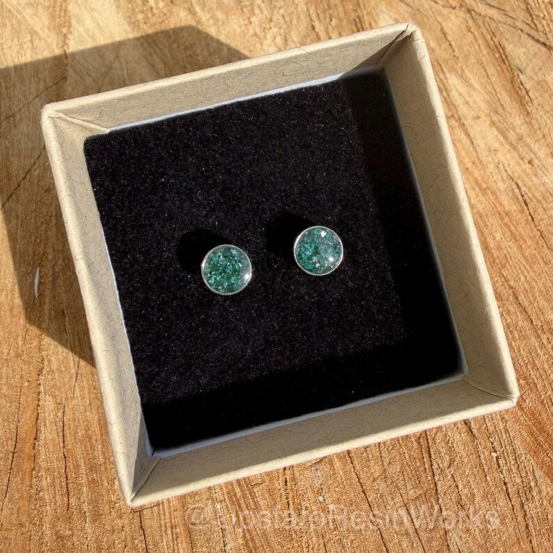 1/2 Carat Real Blue Diamond Earrings, Blue Diamond studs, Blue Diamond stud, Blue Diamond earring, cute stud earring, Bridesmaid Gift