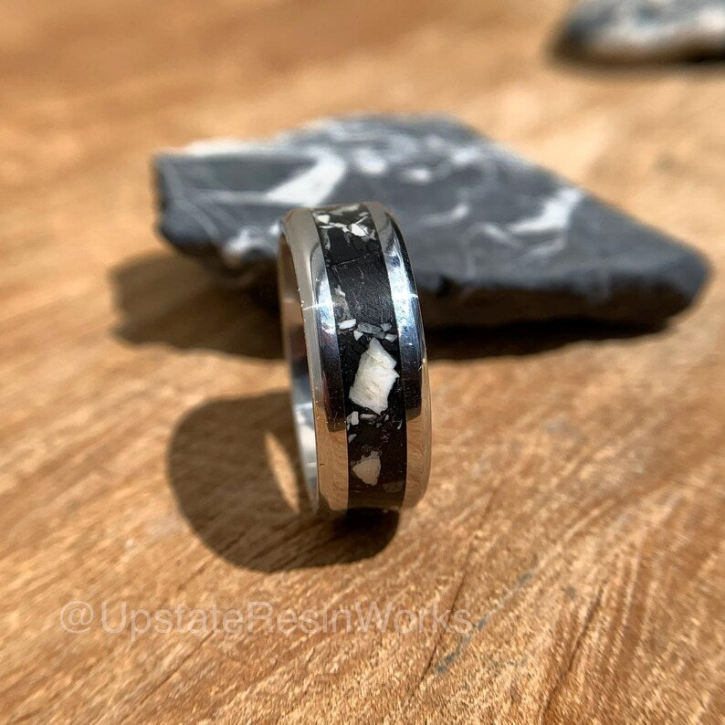 Real White buffalo band, White buffalo ring, Turquoise band, Dolomite band, Woman or mens band, Wedding band, matching band, engagement band