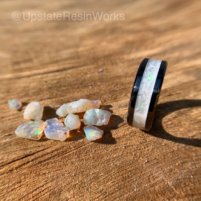 White opal clearance inlay ring