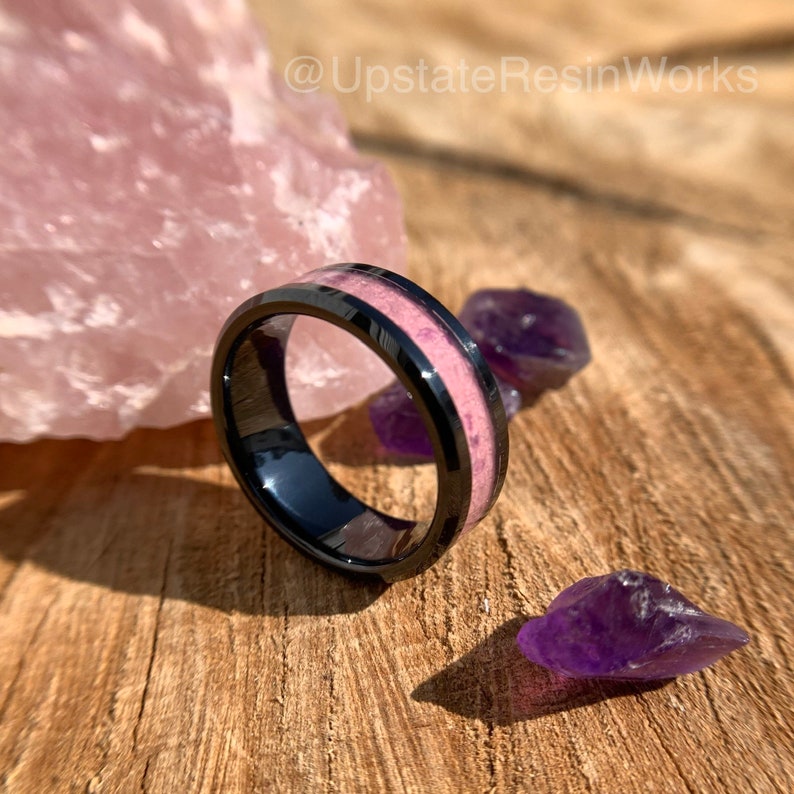 Rose Quartz and Amethyst ring, Rose Quartz crystal band, gemstone band, wedding band, engagement band, vow renewal band, promise band