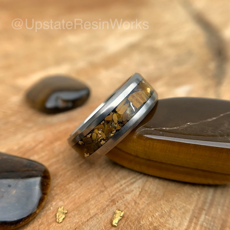 Genuine Tigers eye ring, Yukon Gold, Tiger's eye ring, Tigers eye band, gemstone ring, mens ring, womans ring, wedding ring, engagement ring