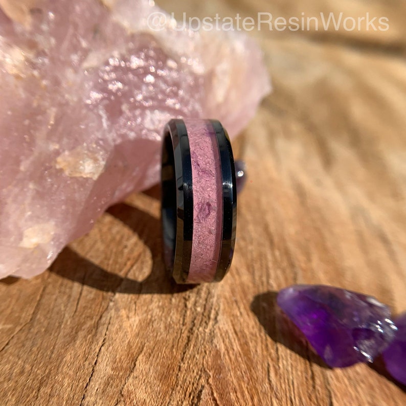 Rose Quartz and Amethyst ring, Rose Quartz crystal band, gemstone band, wedding band, engagement band, vow renewal band, promise band