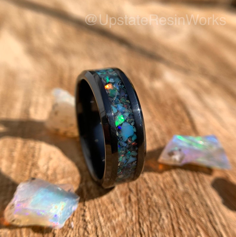 Welo Opal ring, Opal Band, Ethiopian opal ring, gemstone ring, wedding ring, engagement band, promise ring, for him for her, 6mm, 8mm