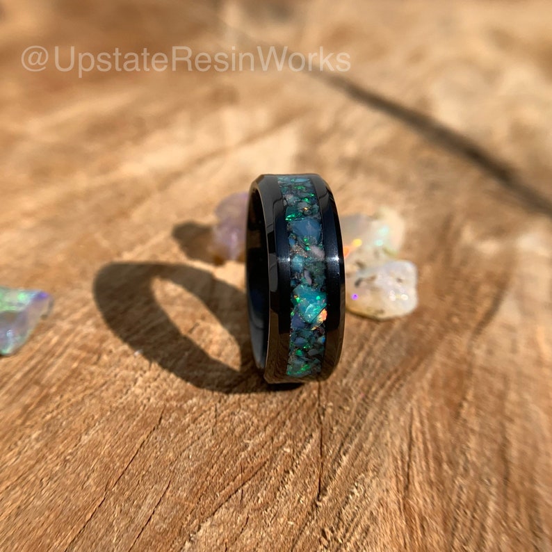 Welo Opal ring, Opal Band, Ethiopian opal ring, gemstone ring, wedding ring, engagement band, promise ring, for him for her, 6mm, 8mm