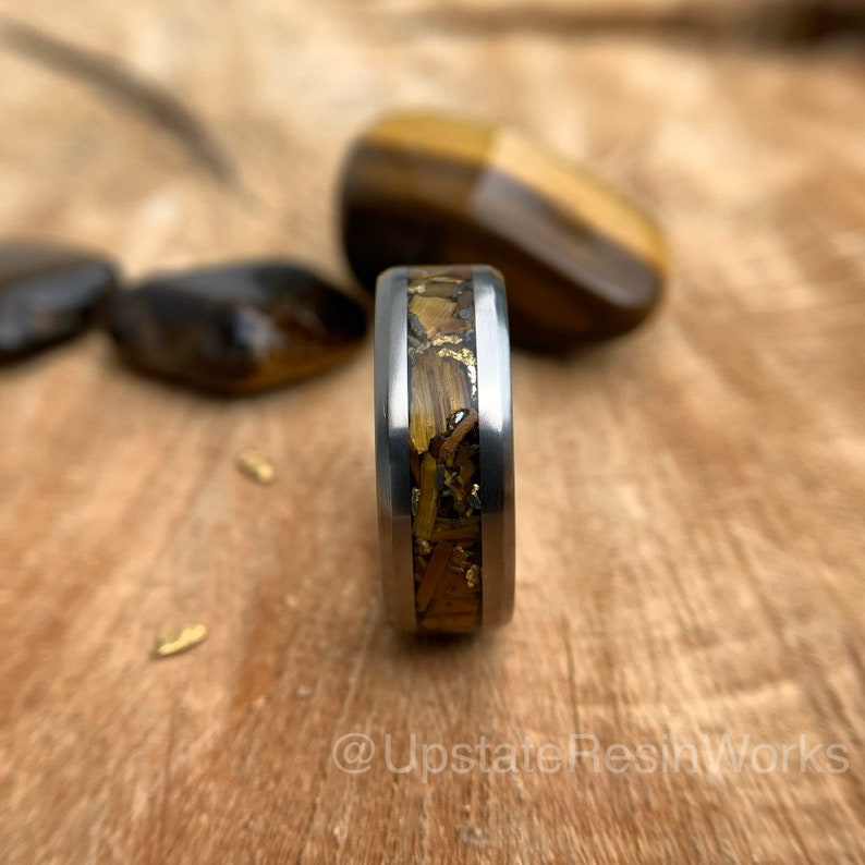 Genuine Tigers eye ring, Yukon Gold, Tiger's eye ring, Tigers eye band, gemstone ring, mens ring, womans ring, wedding ring, engagement ring