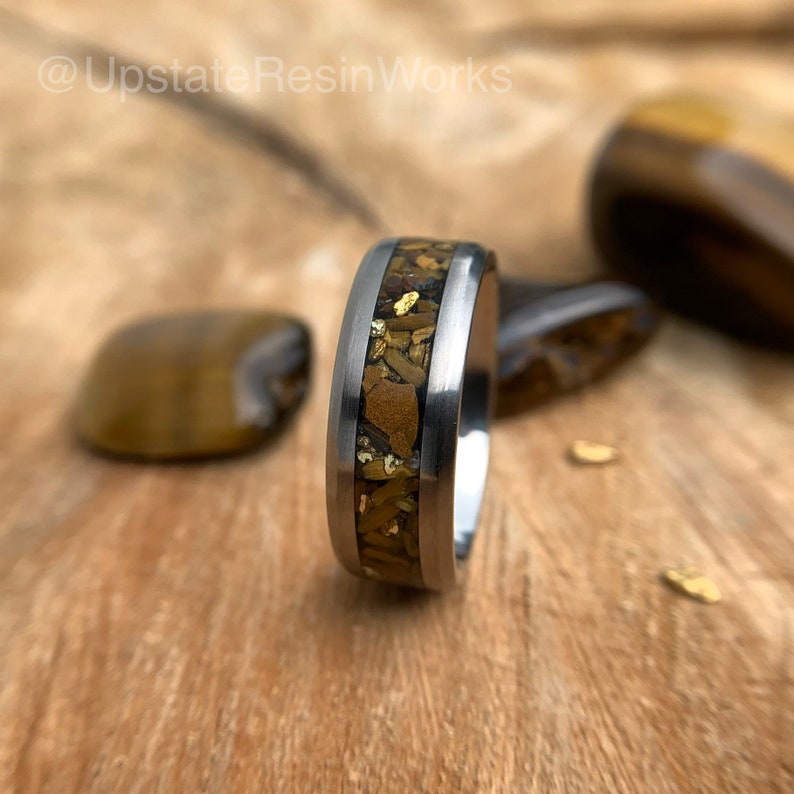 Genuine Tigers eye ring, Yukon Gold, Tiger's eye ring, Tigers eye band, gemstone ring, mens ring, womans ring, wedding ring, engagement ring