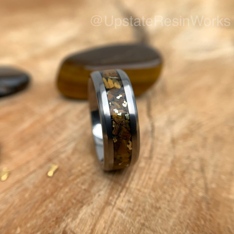 Genuine Tigers eye ring, Yukon Gold, Tiger's eye ring, Tigers eye band, gemstone ring, mens ring, womans ring, wedding ring, engagement ring