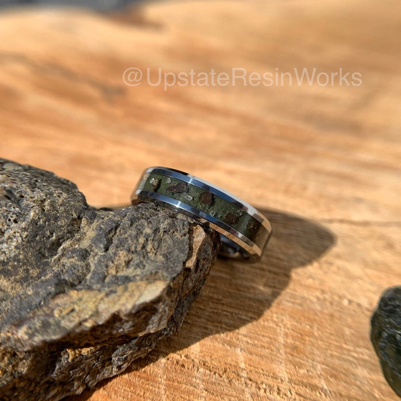 Moldavite ring, diamond T-Rex, moldavite band, Tektite ring, Tyrannosaurus ring, Fossil ring, renewal, wedding ring, engagement ring