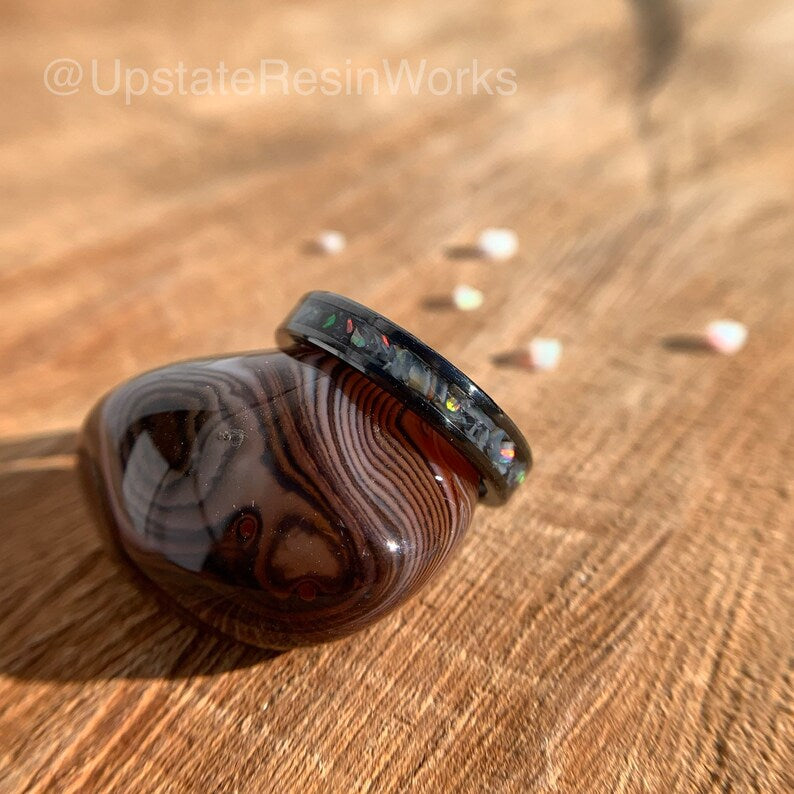 Genuine Sardonyx ring, Sardonyx and opal ring, Sardonyx band, gemstone ring, agate ring, anniversary ring, wedding ring, engagement ring