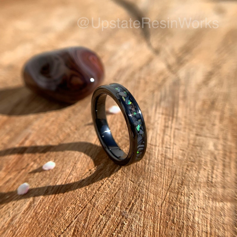 Genuine Sardonyx ring, Sardonyx and opal ring, Sardonyx band, gemstone ring, agate ring, anniversary ring, wedding ring, engagement ring