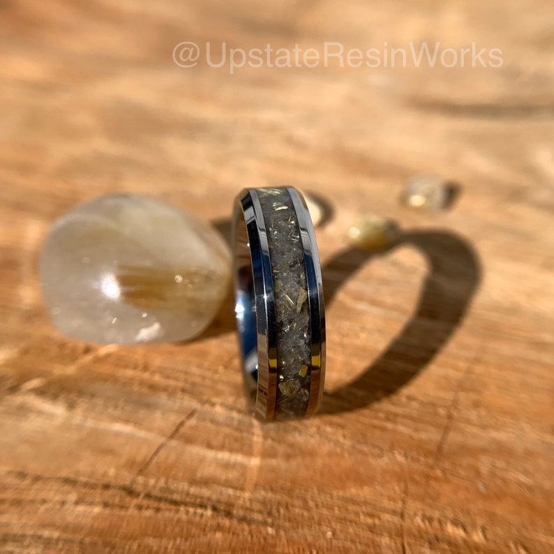 Golden Rutile quartz ring, Rutilated Quartz ring, Rutile Ring, Rutilated quartz band, mens ring, womans ring, wedding ring, engagement ring