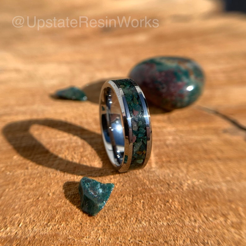 Bloodstone ring, Bloodstone band, Birthstone ring, gemstone rings, mens ring, womans ring, wedding ring, engagement ring, anniversary ring