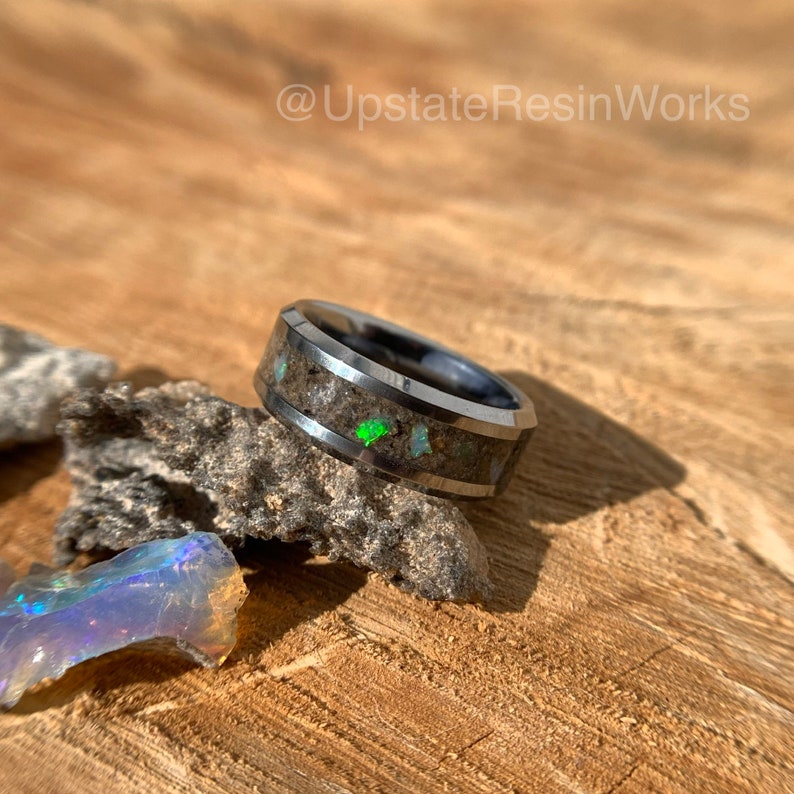 Lightning Glass ring, Fulgurite Ring, opal ring, fossilized lightning ring, wedding ring, engagement ring, promise ring, anniversary ring