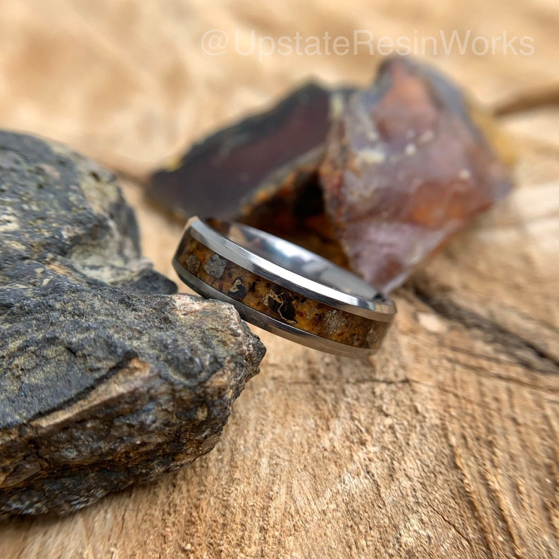 Real Amber ring, T-Rex and amber ring, Tyrannosaurus ring, Jurassic ring, Fossil ring, Amber band, wedding ring, engagement ring, promise ring