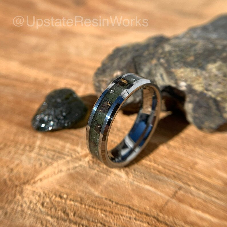 Moldavite ring, diamond T-Rex, moldavite band, Tektite ring, Tyrannosaurus ring, Fossil ring, renewal, wedding ring, engagement ring