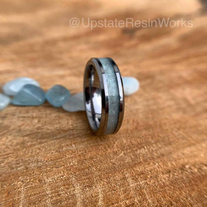 Blue Aquamarine ring, Aquamarine band, Blue Beryl Ring, birthstone ring, gemstone rings, anniversary ring, wedding ring, engagement ring