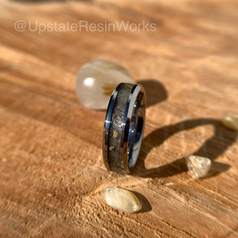 Golden Rutile quartz ring, Rutilated Quartz ring, Rutile Ring, Rutilated quartz band, mens ring, womans ring, wedding ring, engagement ring