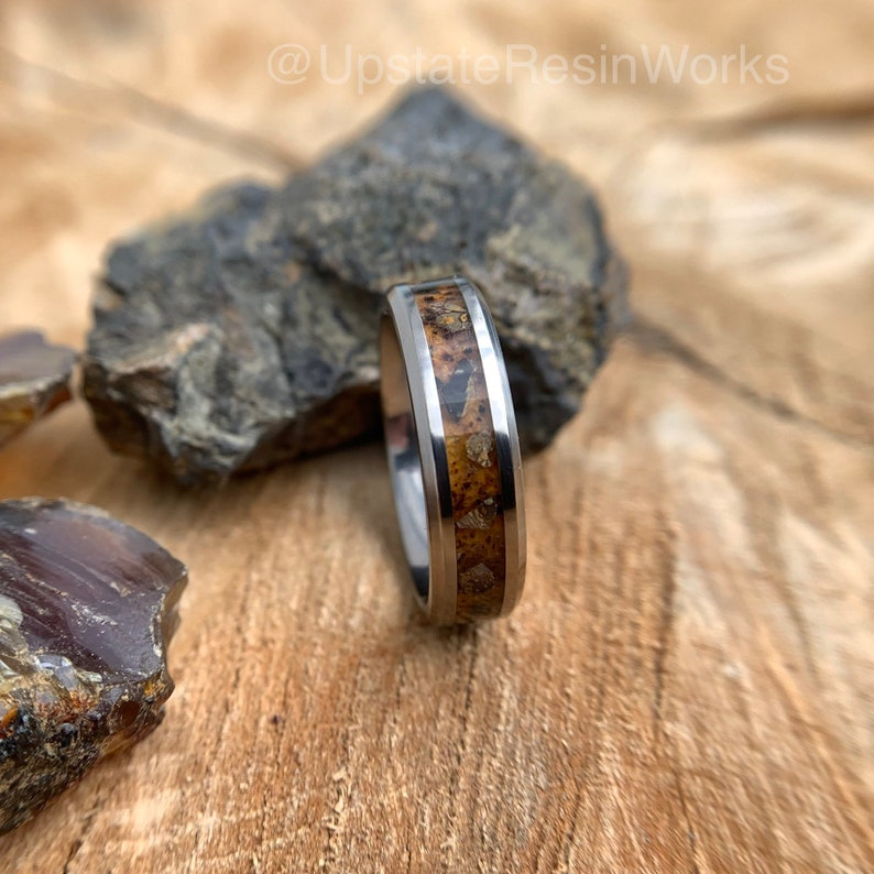 Real Amber ring, T-Rex and amber ring, Tyrannosaurus ring, Jurassic ring, Fossil ring, Amber band, wedding ring, engagement ring, promise ring