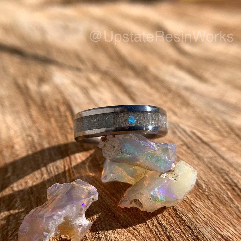 Real Diamond dust ring, Opal and Diamond dust ring, Diamond dust band, vow renewal, wedding ring, Diamond engagement ring, promise ring