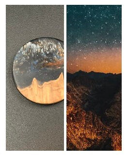 Exotic Wood Burl Pendant Unique Night Sky Design Round Resin Pendant