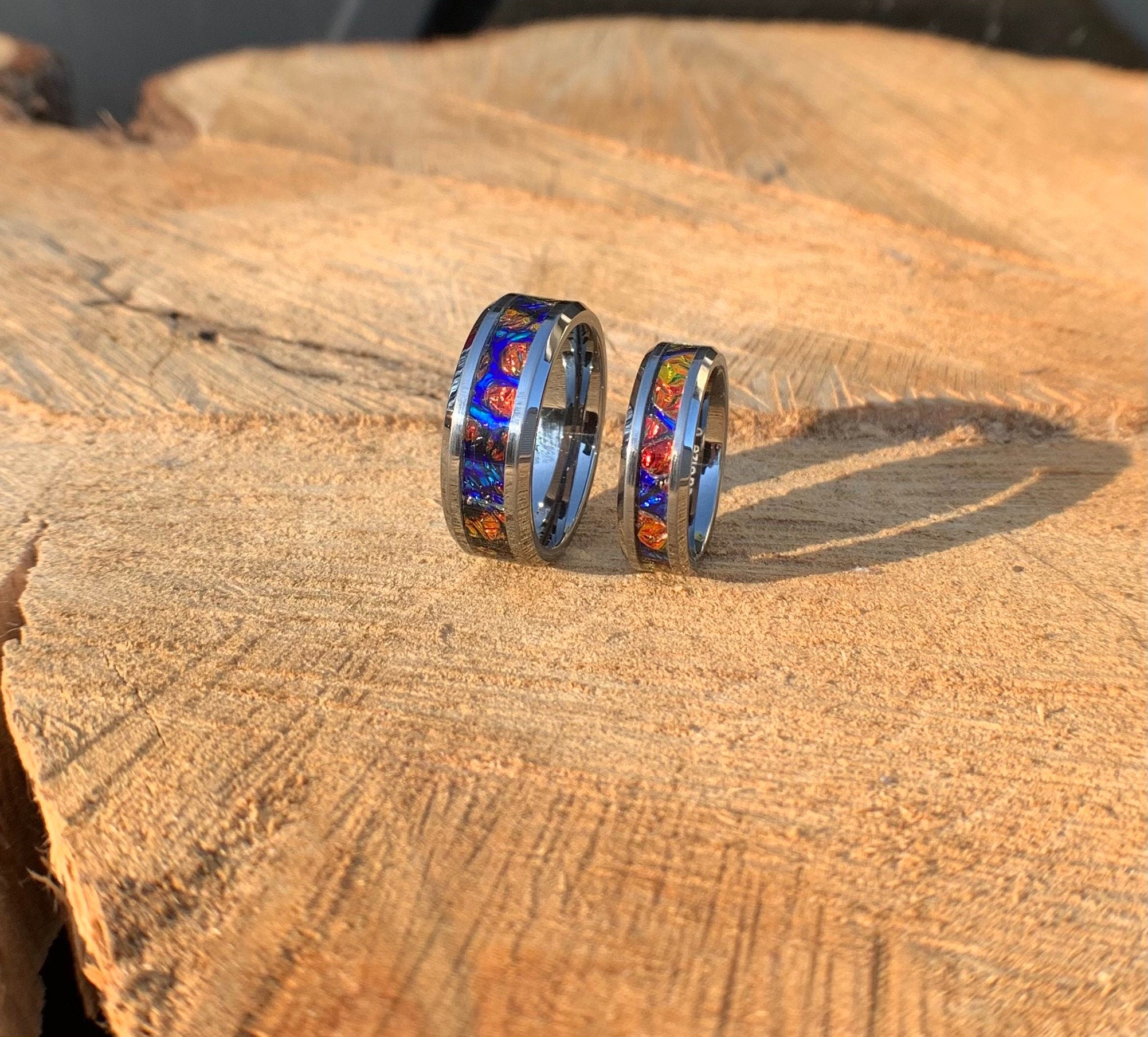 Red and deals blue engagement ring