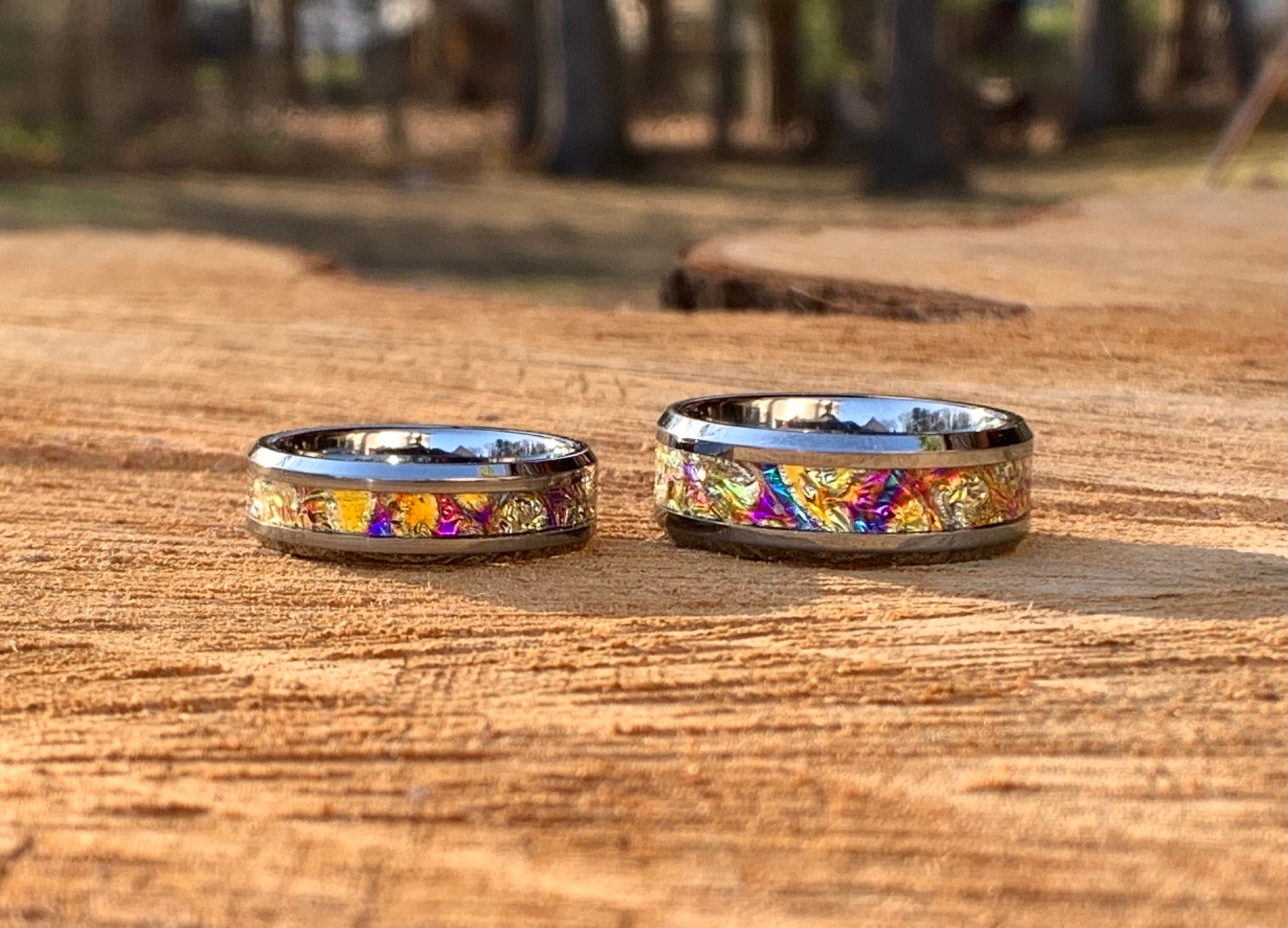 Gold and Pink ring, Tungsten band, dichrolam inlay, men's ring, woman's ring, wedding band, engagement ring, unique ring gift, custom ring