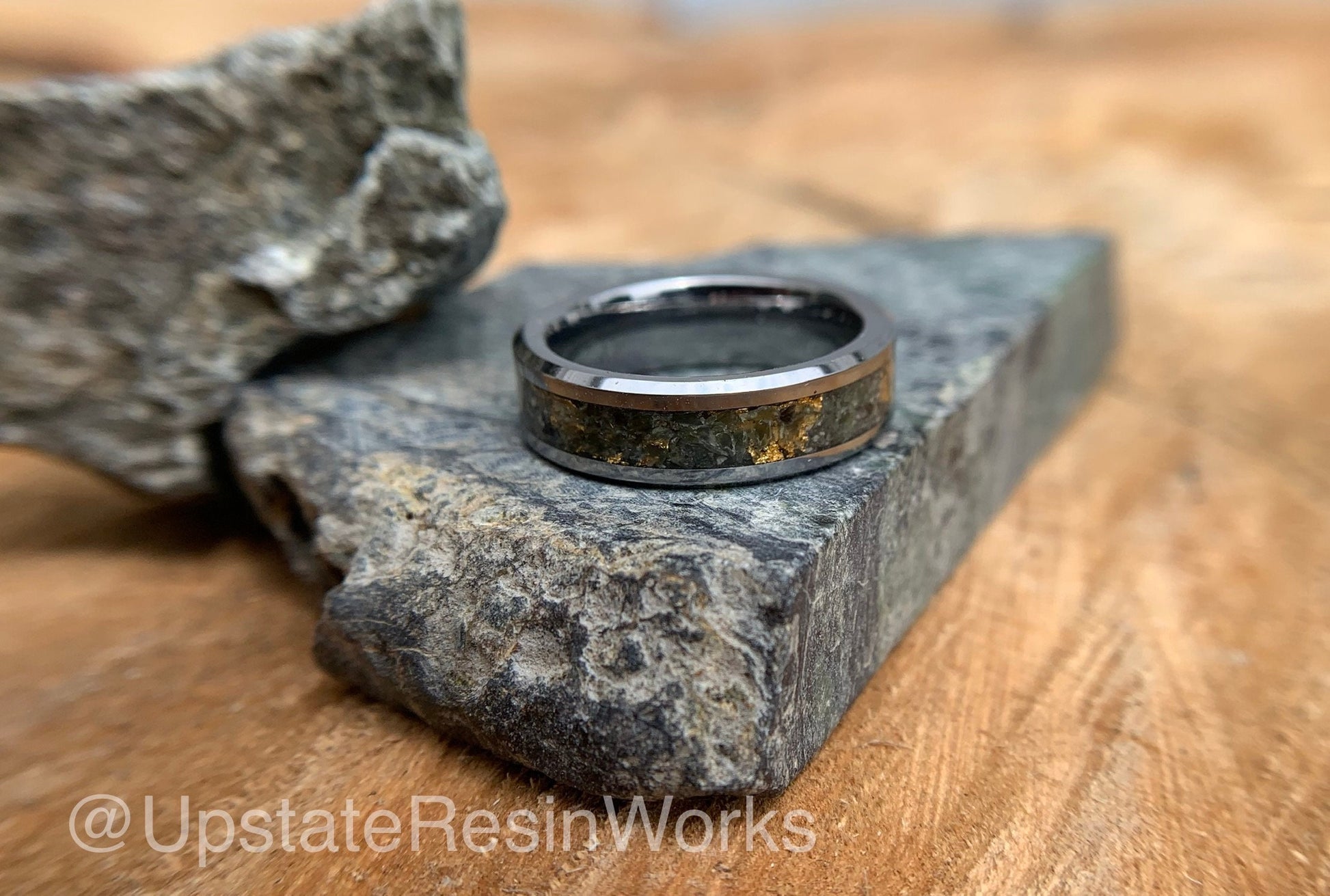 Genuine Jade ring, crystal, nephrite, gemstone band, Titanium