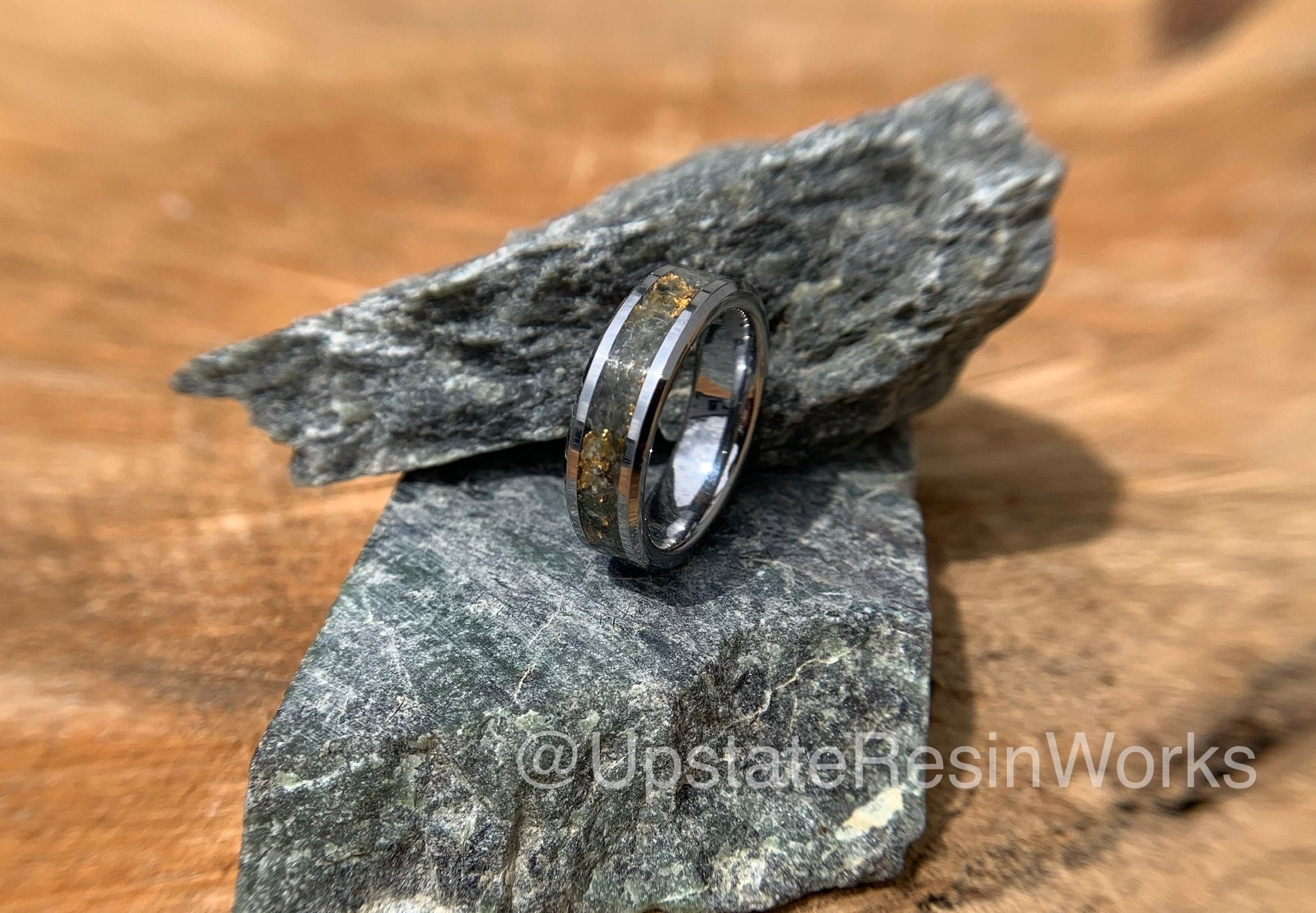 Genuine Jade ring, crystal, nephrite, gemstone band, Titanium