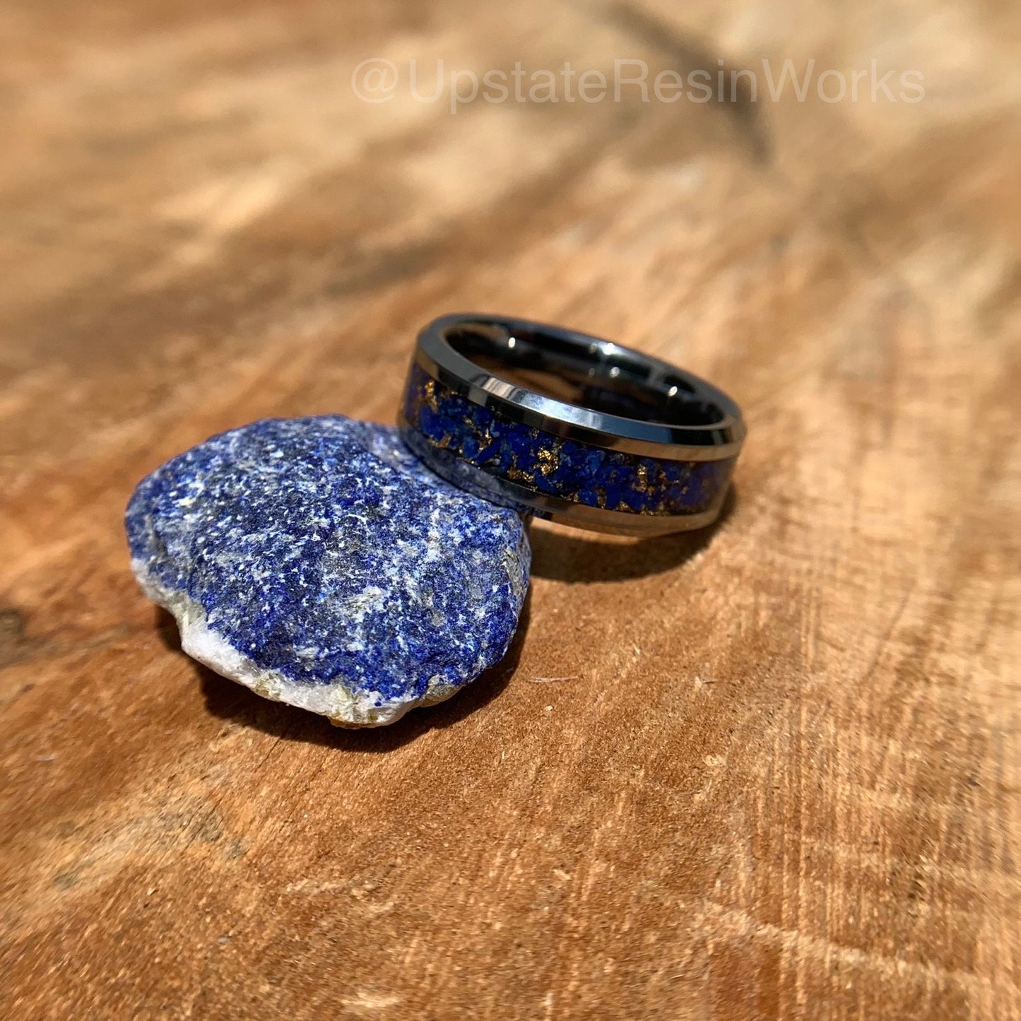 Genuine lapis Lazuli ring, 24k gold, Tungsten band, blue Lapis ring, gemstone rings, mens ring womans ring, wedding band, engagement ring