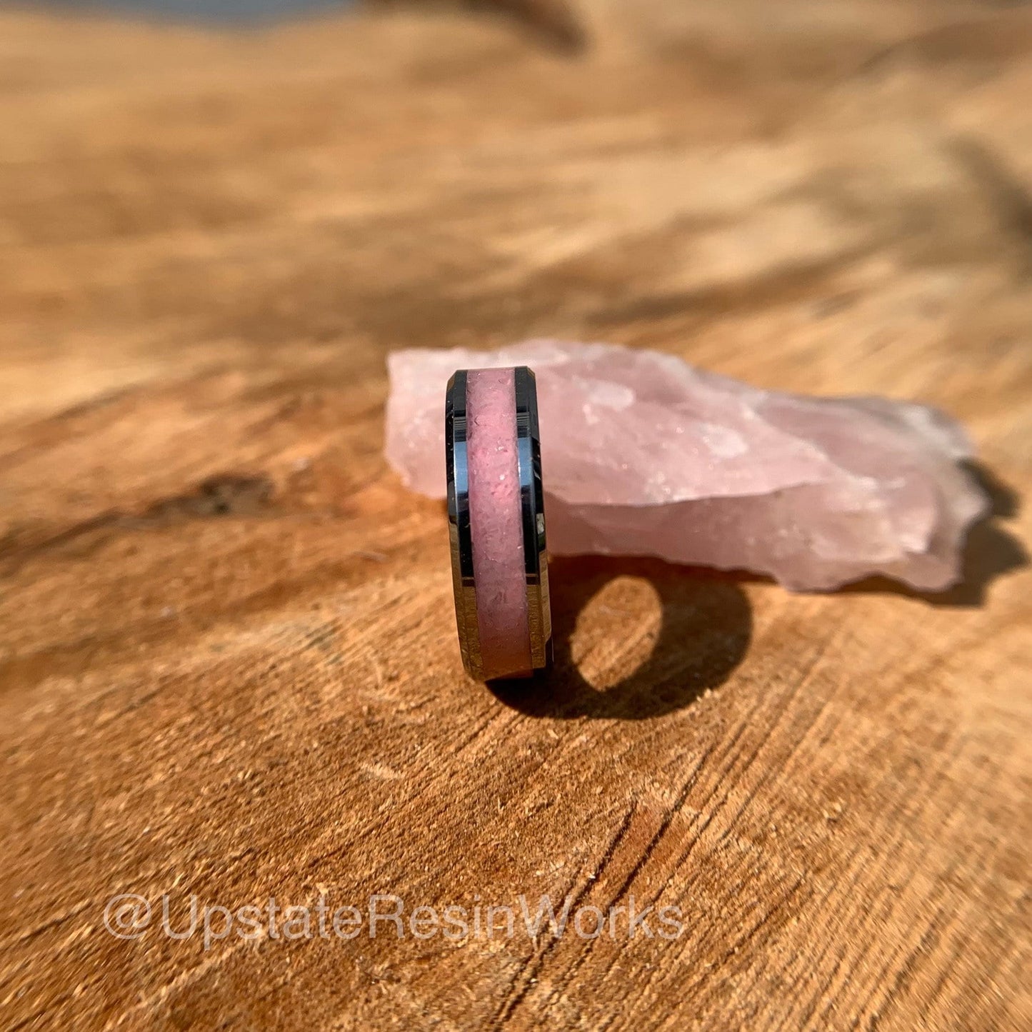 Pink Quartz ring, Rose Quartz crystal band, Pink push gift, gemstone band, wedding band, engagement band, vow renewal band, promise band