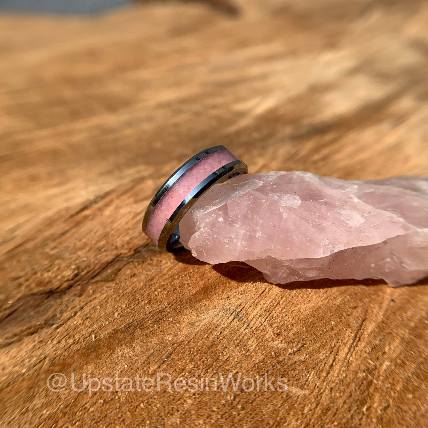 Pink Quartz ring, Rose Quartz crystal band, Pink push gift, gemstone band, wedding band, engagement band, vow renewal band, promise band