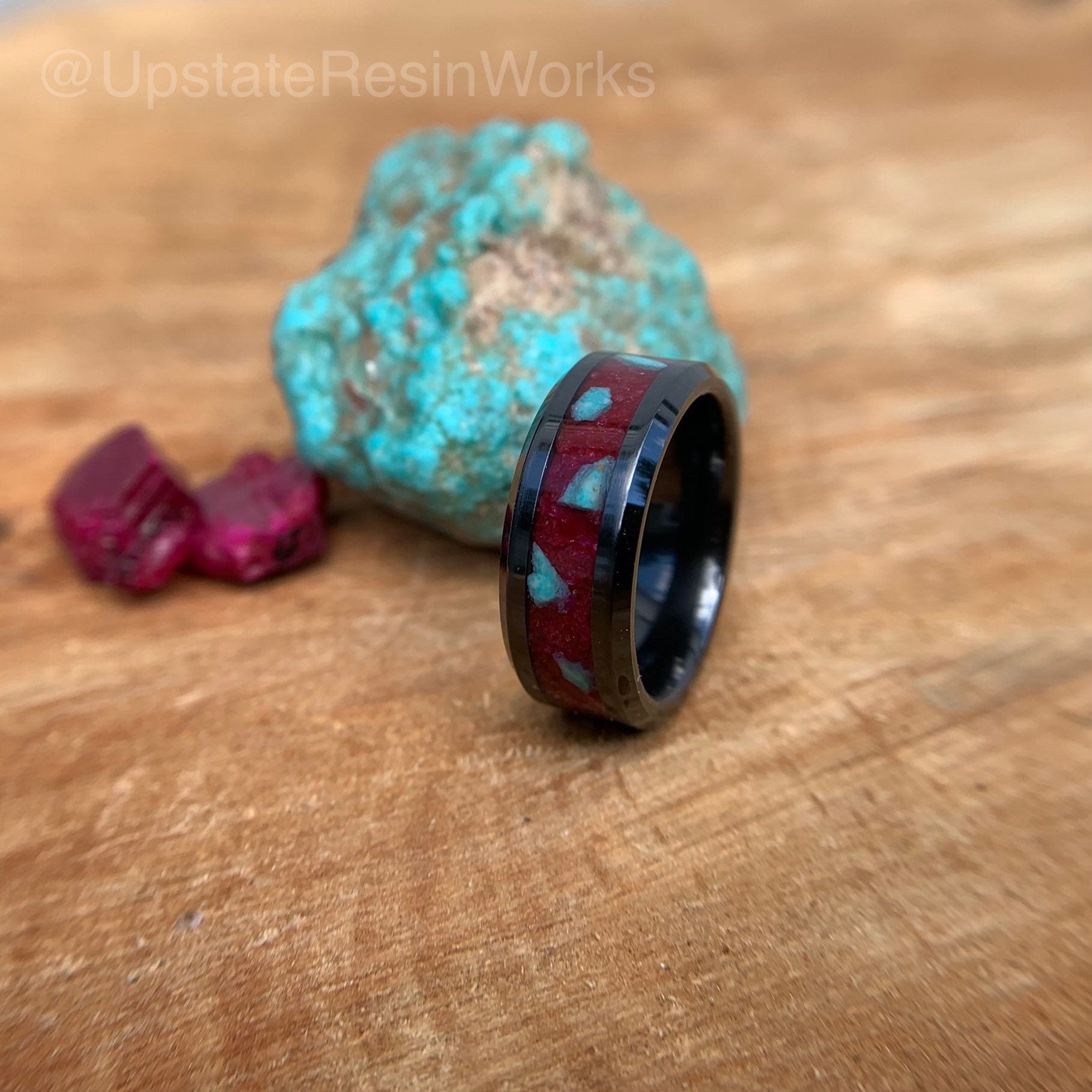 Genuine Ruby ring, Turquoise and Rubies, crystal ring, gemstone