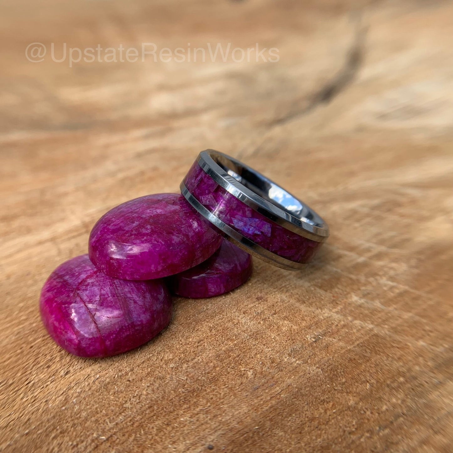 Genuine Moonstone ring, Purple moonstone, Fuscia ring, Tungsten