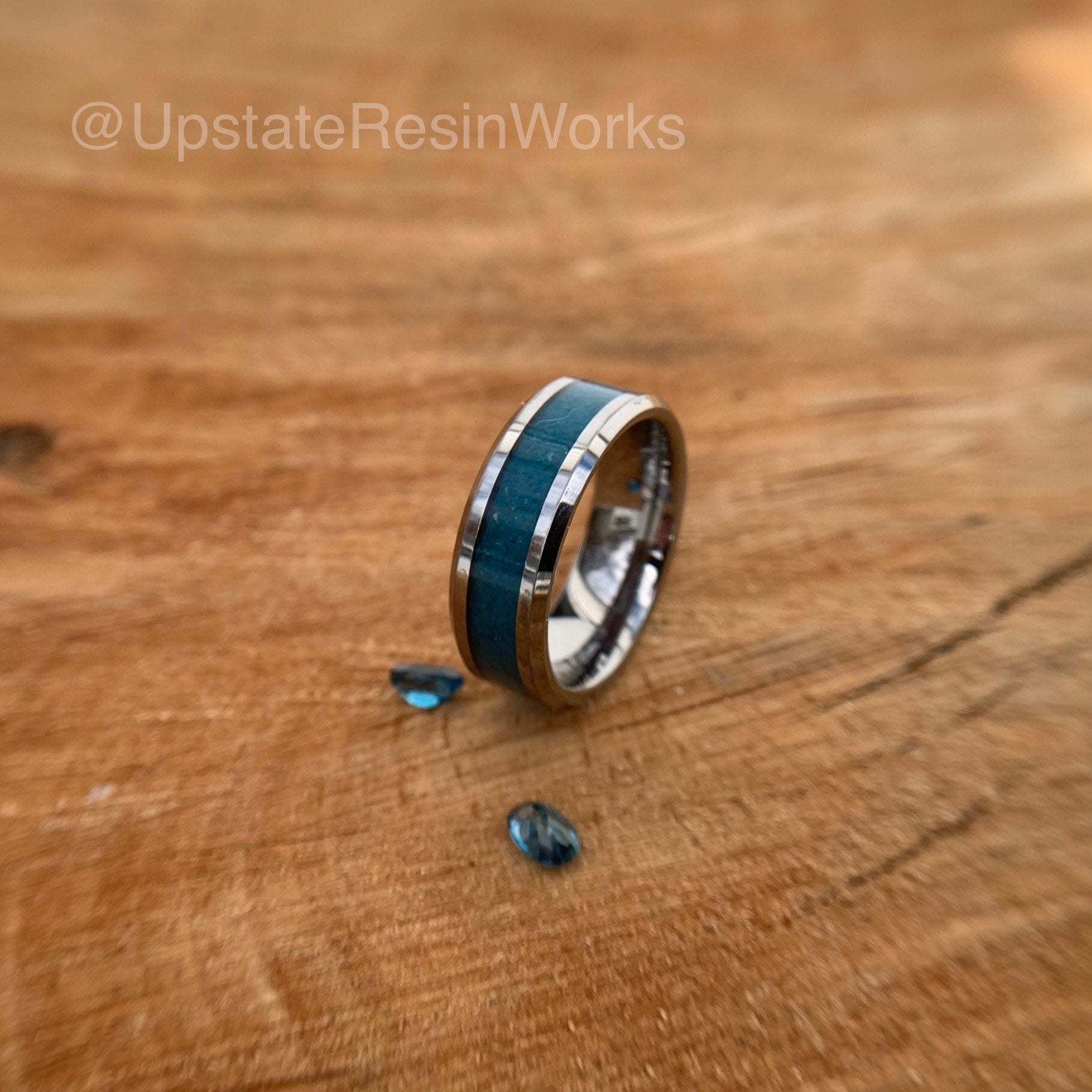 Blue topaz deals wedding band