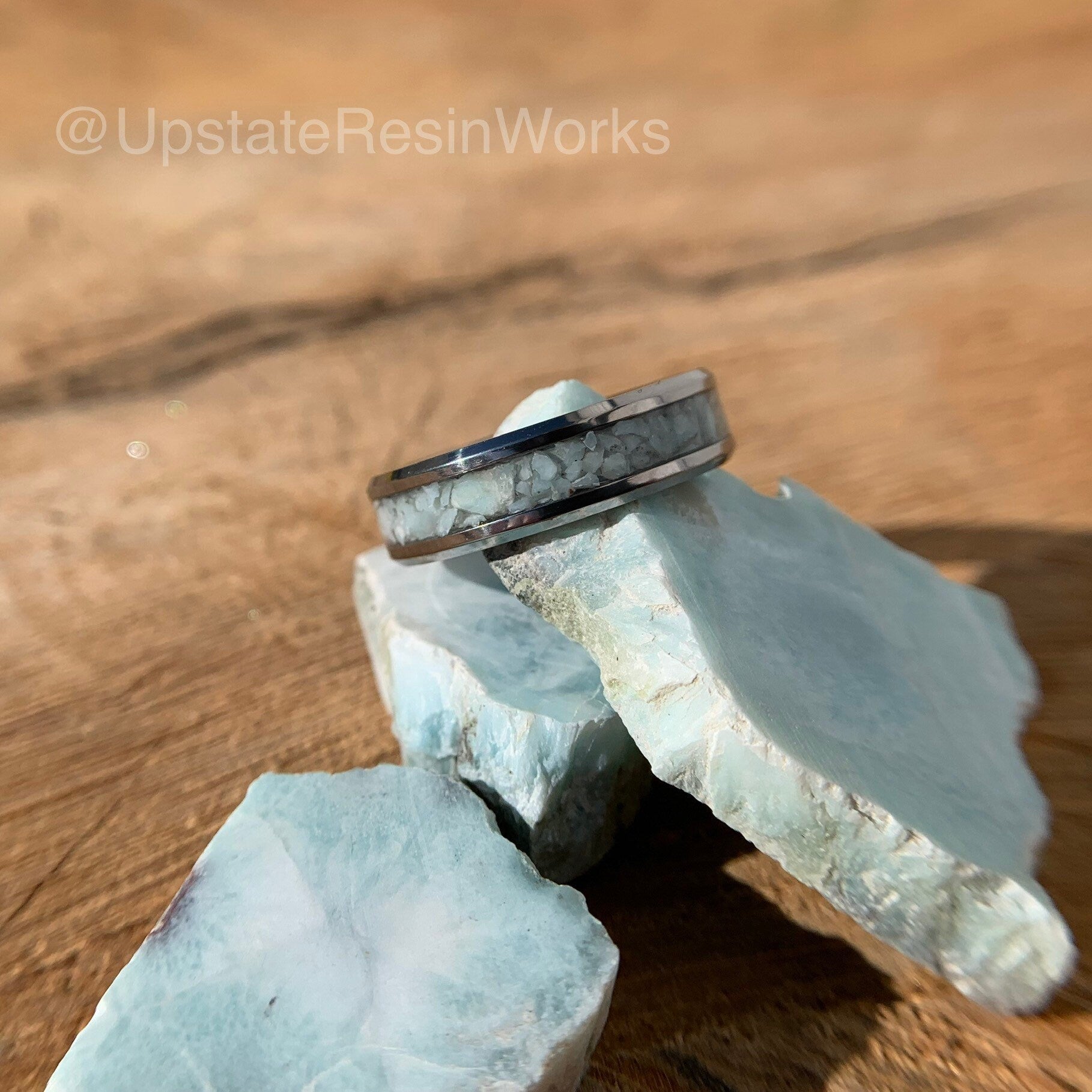 Genuine Larimar band, blue Larimar ring, mens larimar band, womans larimar band, gemstone band, wedding band, engagement band, promise band