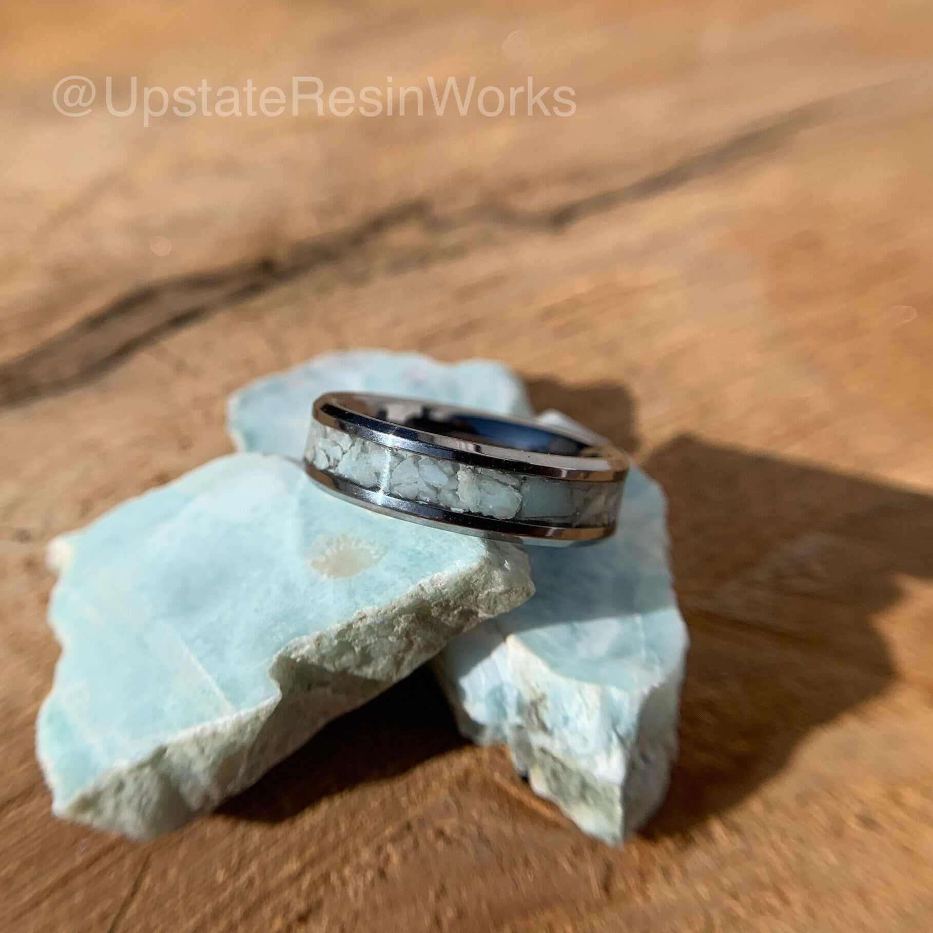 Genuine Larimar band, blue Larimar ring, mens larimar band, womans larimar band, gemstone band, wedding band, engagement band, promise band