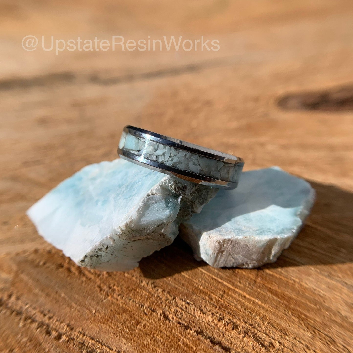 Genuine Larimar band, blue Larimar ring, mens larimar band, womans larimar band, gemstone band, wedding band, engagement band, promise band